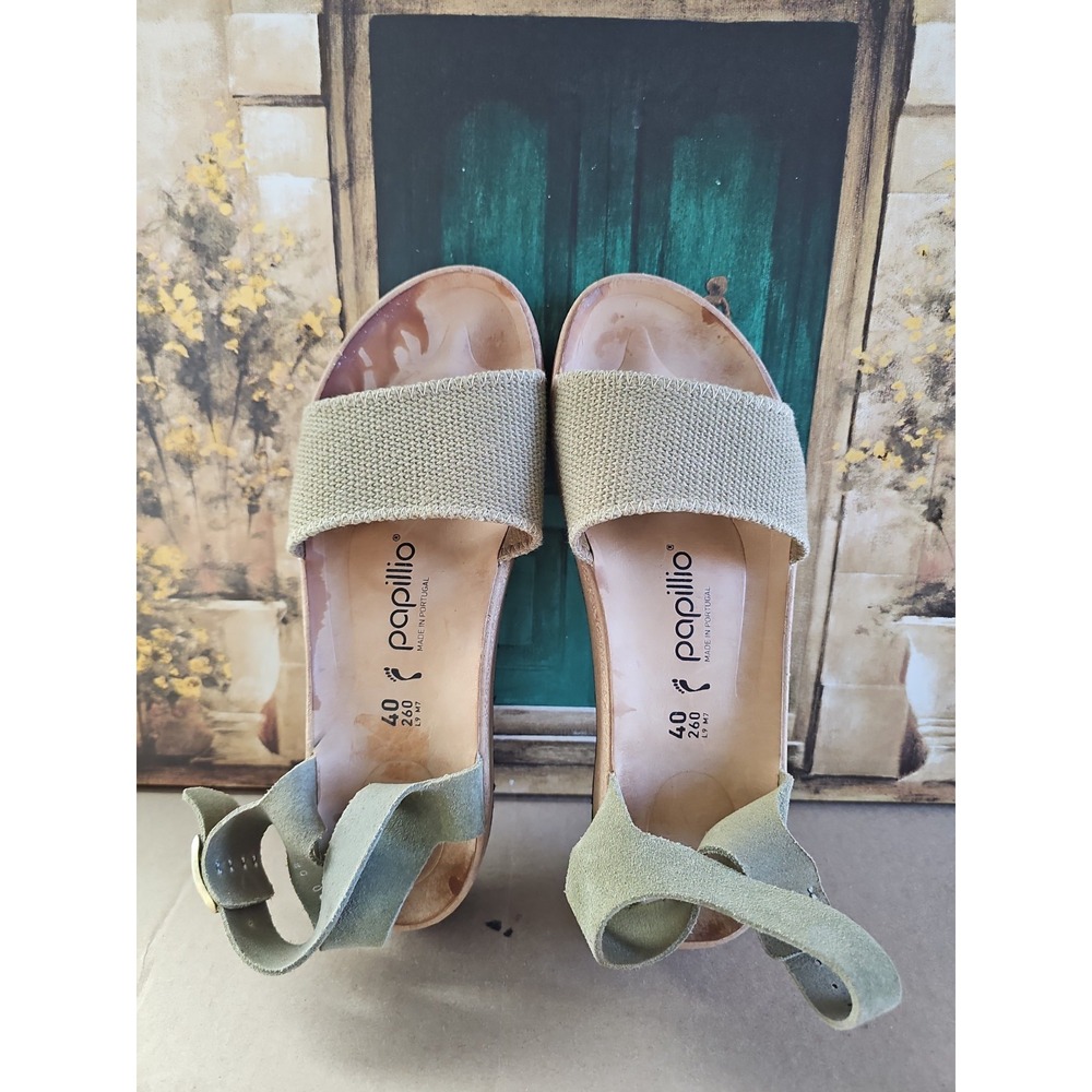 Birkenstock Papillio Glenda Sandal Platform Wedge Size 40 /L 9 Faded Khaki